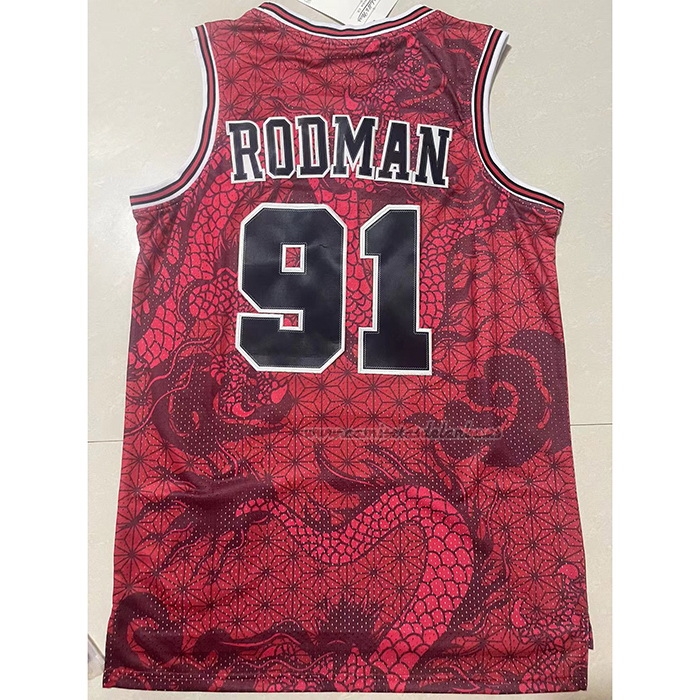 Camiseta Chicago Bulls Dennis Rodman NO 91 Asian Heritage Throwback 1997-98 Rojo
